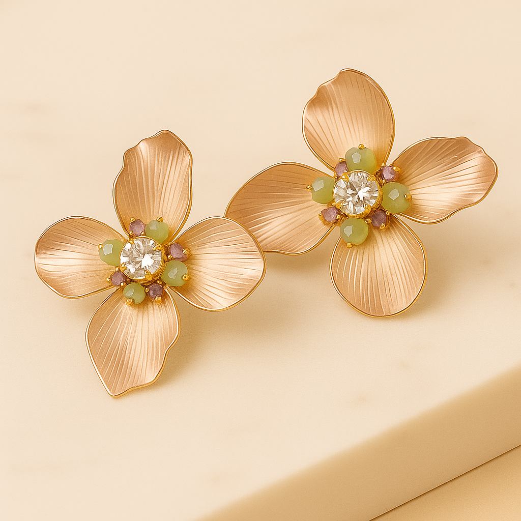 Rose Dew Petal Bloom Earrings