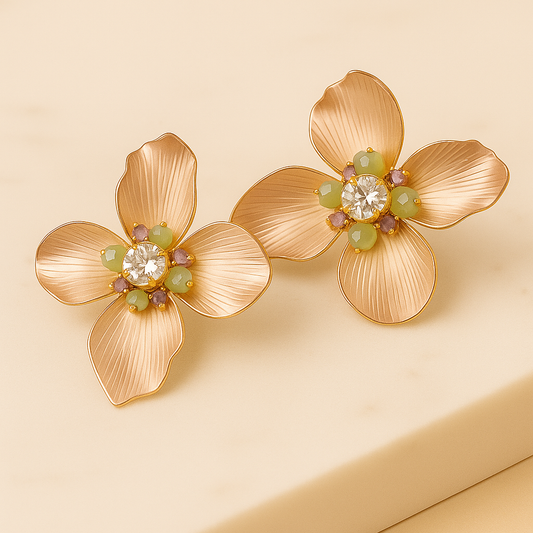 Rose Dew Petal Bloom Earrings