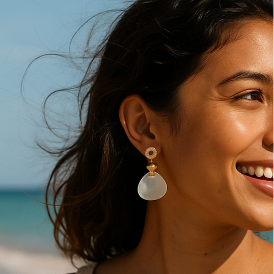 White Shell Acrylic Drop Earrings