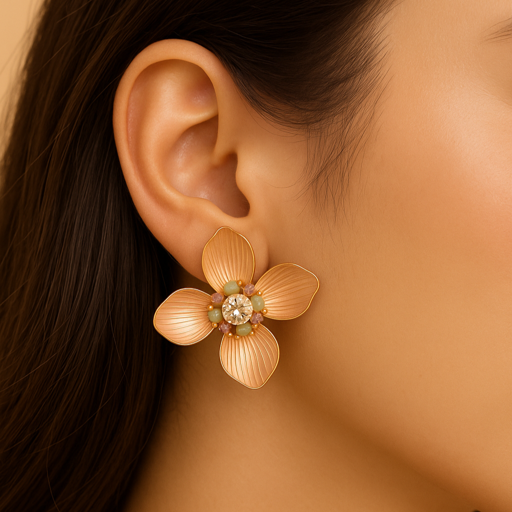 Rose Dew Petal Bloom Earrings