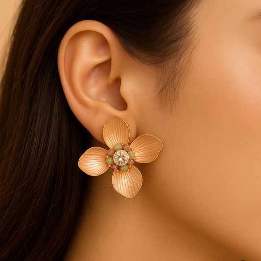 Rose Dew Petal Bloom Earrings