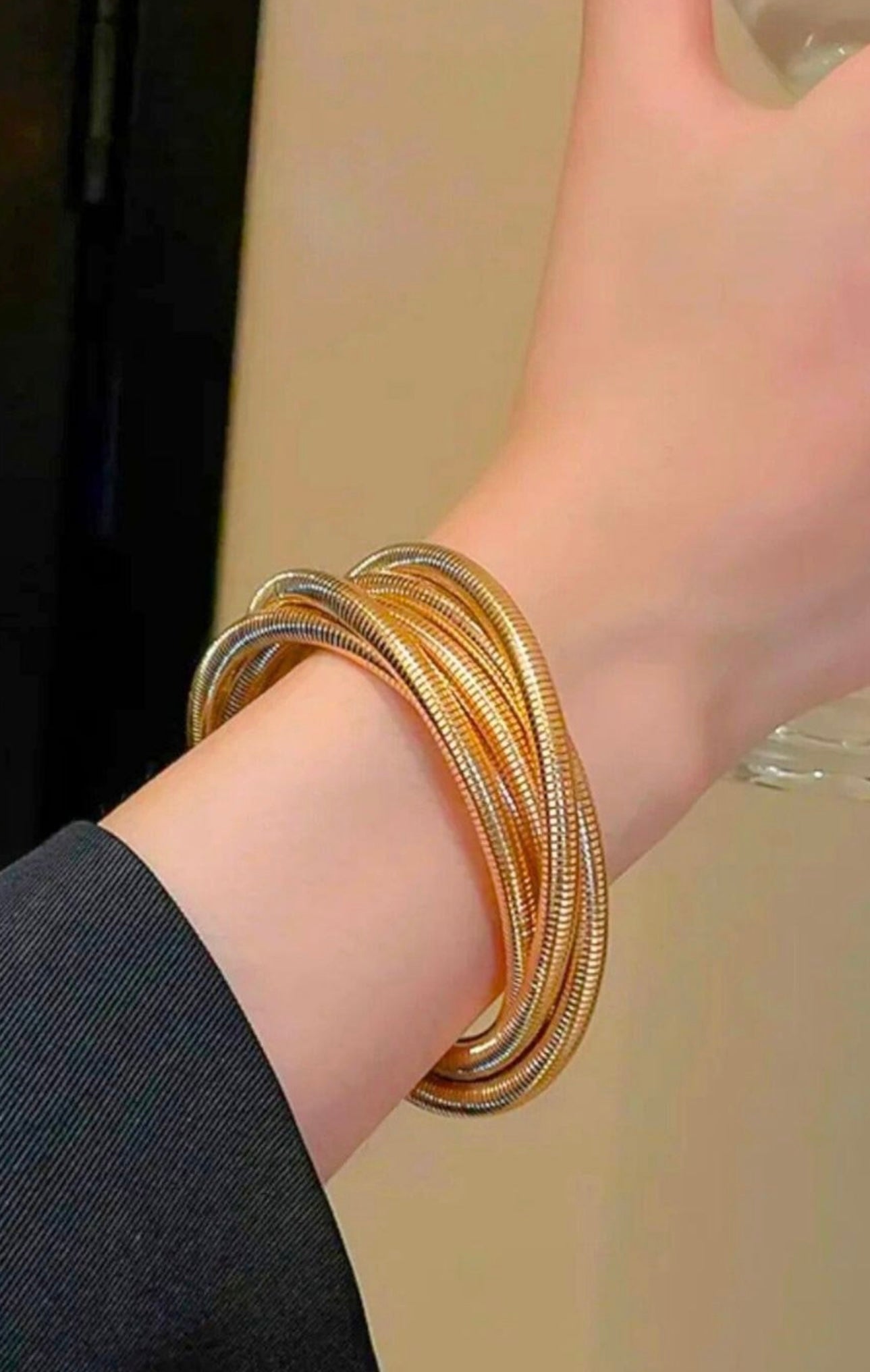 Gold Wraparound Coil Stretch Elastic Bracelet