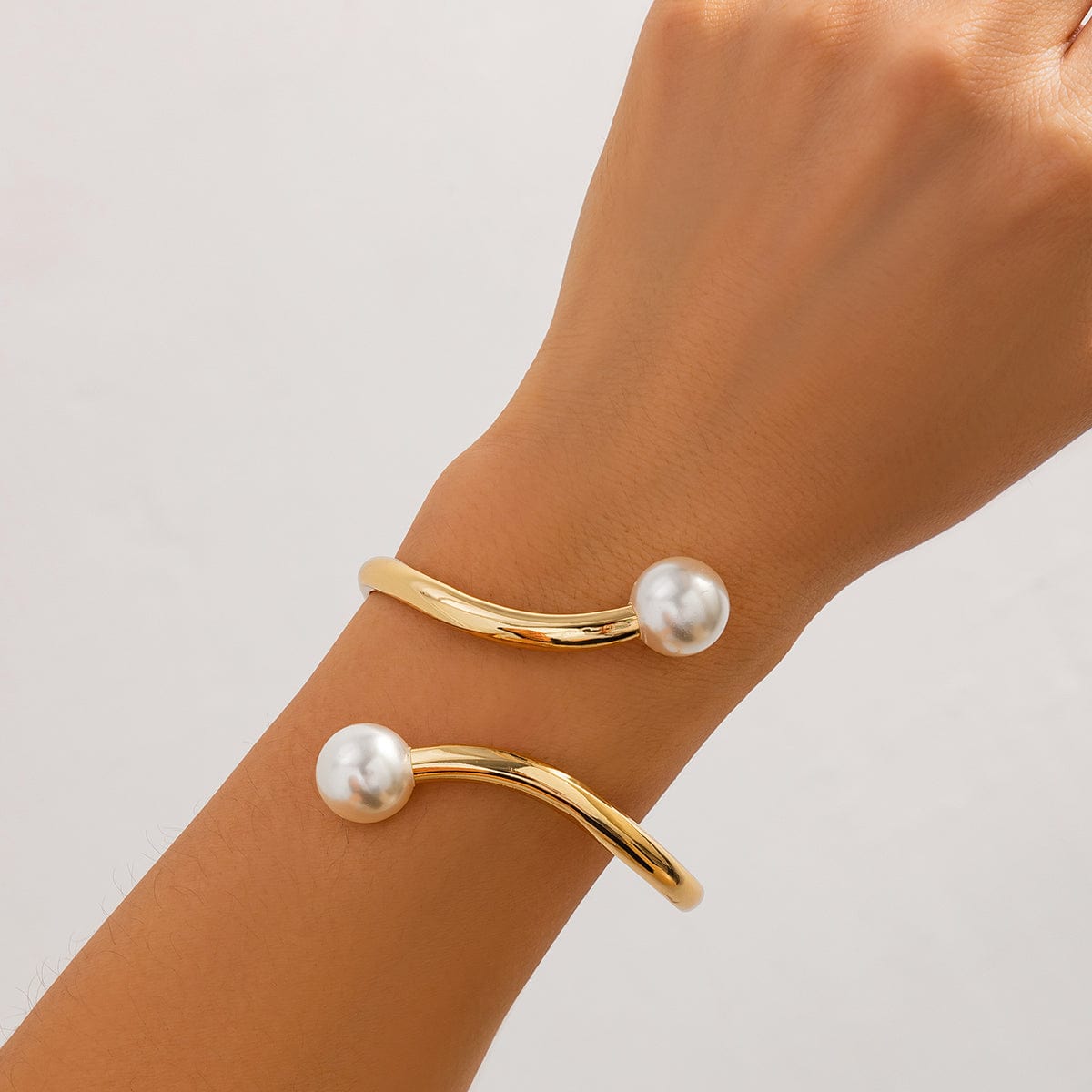 Gold Statement Pearl Cuff Bangle