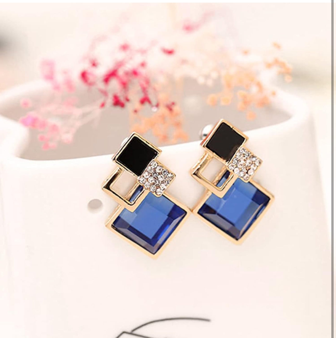 Midnight Zirconia Geometric Earrings