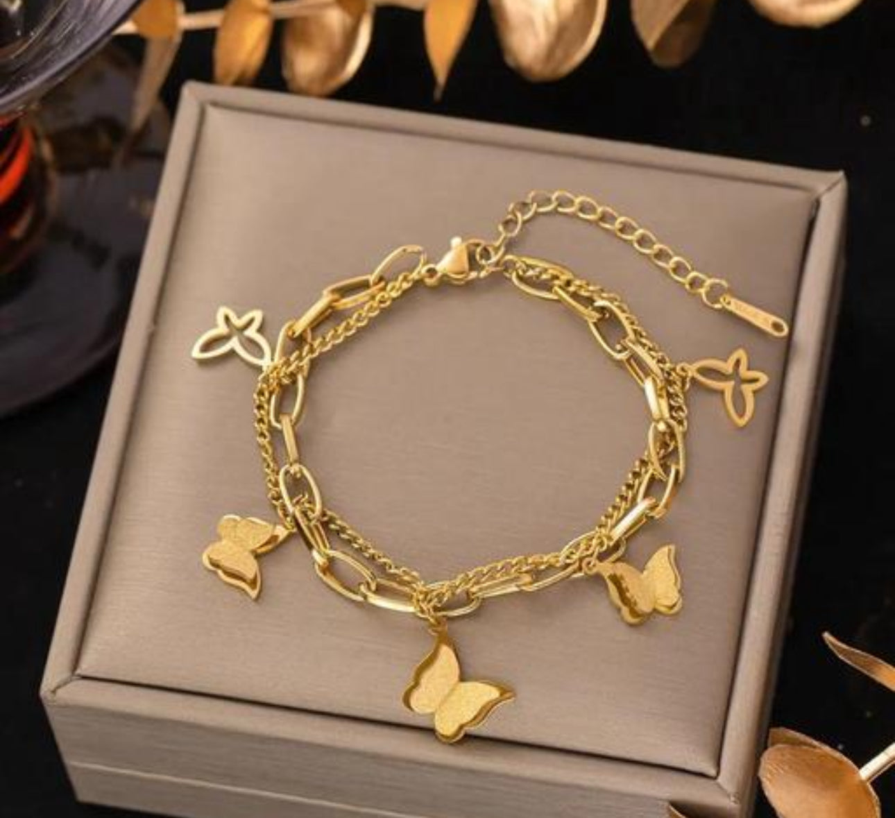 Butterfly Gold Flutter Charm Bracelet