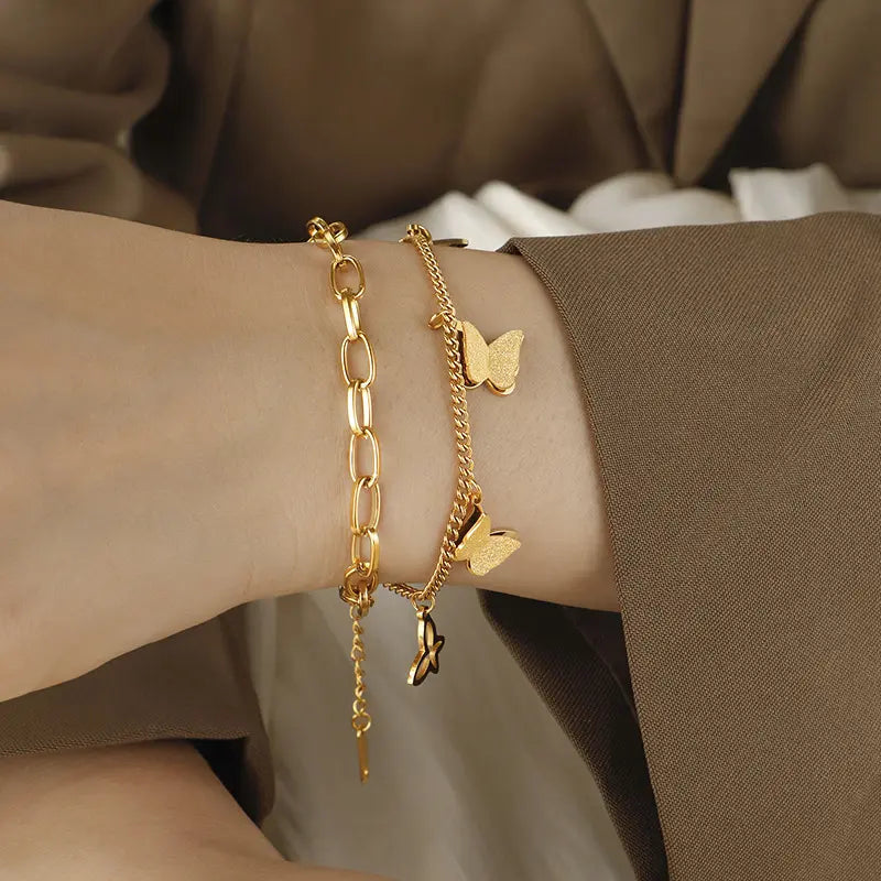 Butterfly Gold Flutter Charm Bracelet