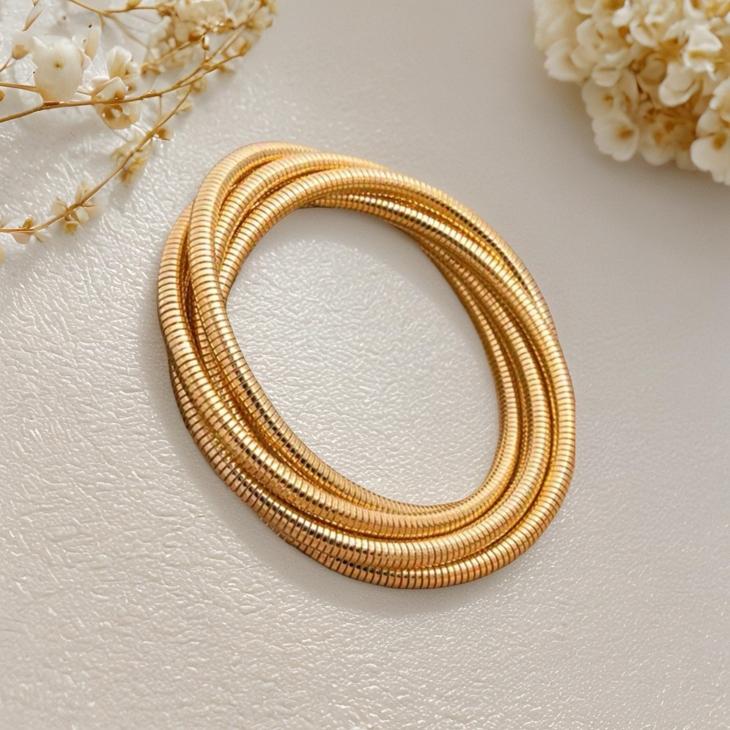 Gold Wraparound Coil Stretch Elastic Bracelet