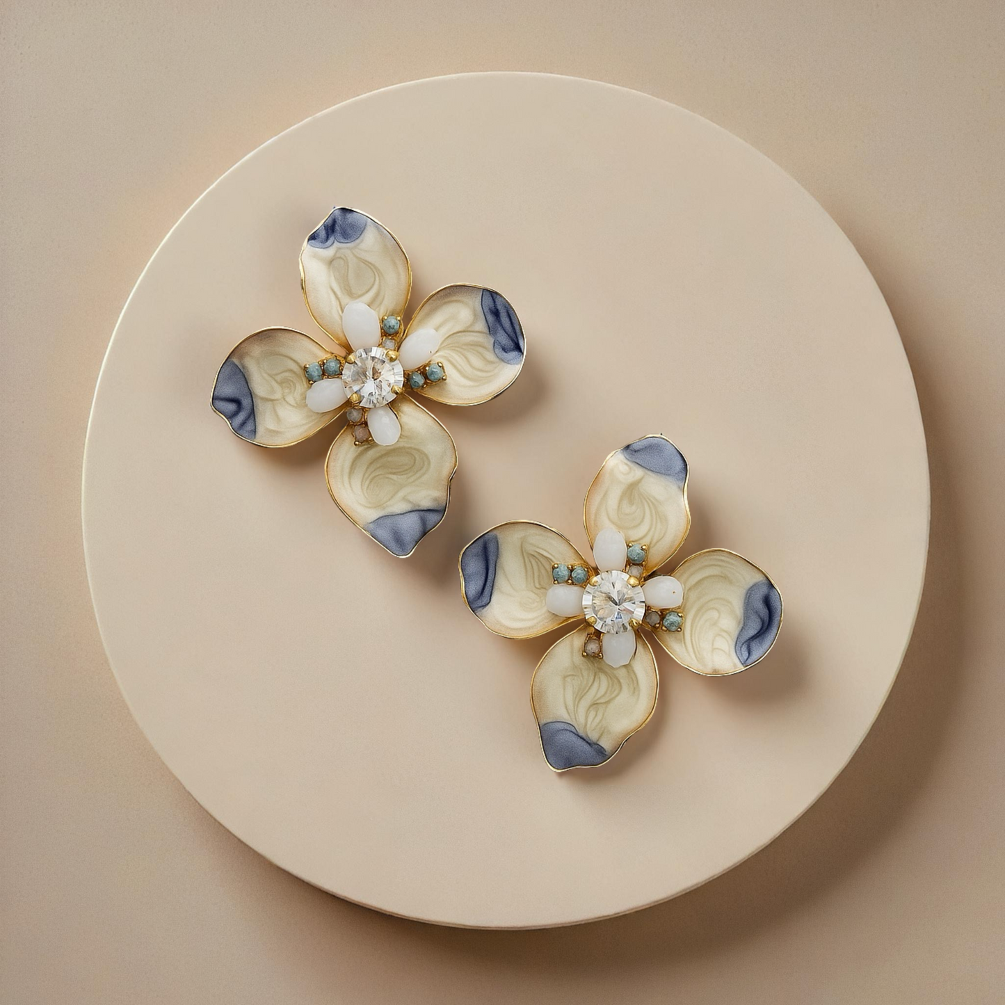 Blue Mist Resin Flower Earrings
