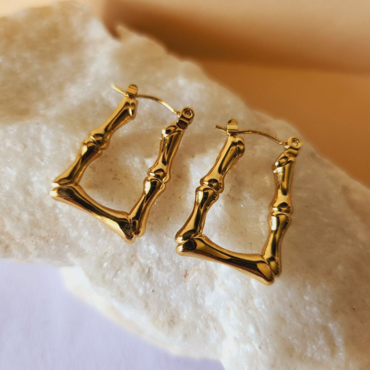 Gold Rectangular Hoop Earing