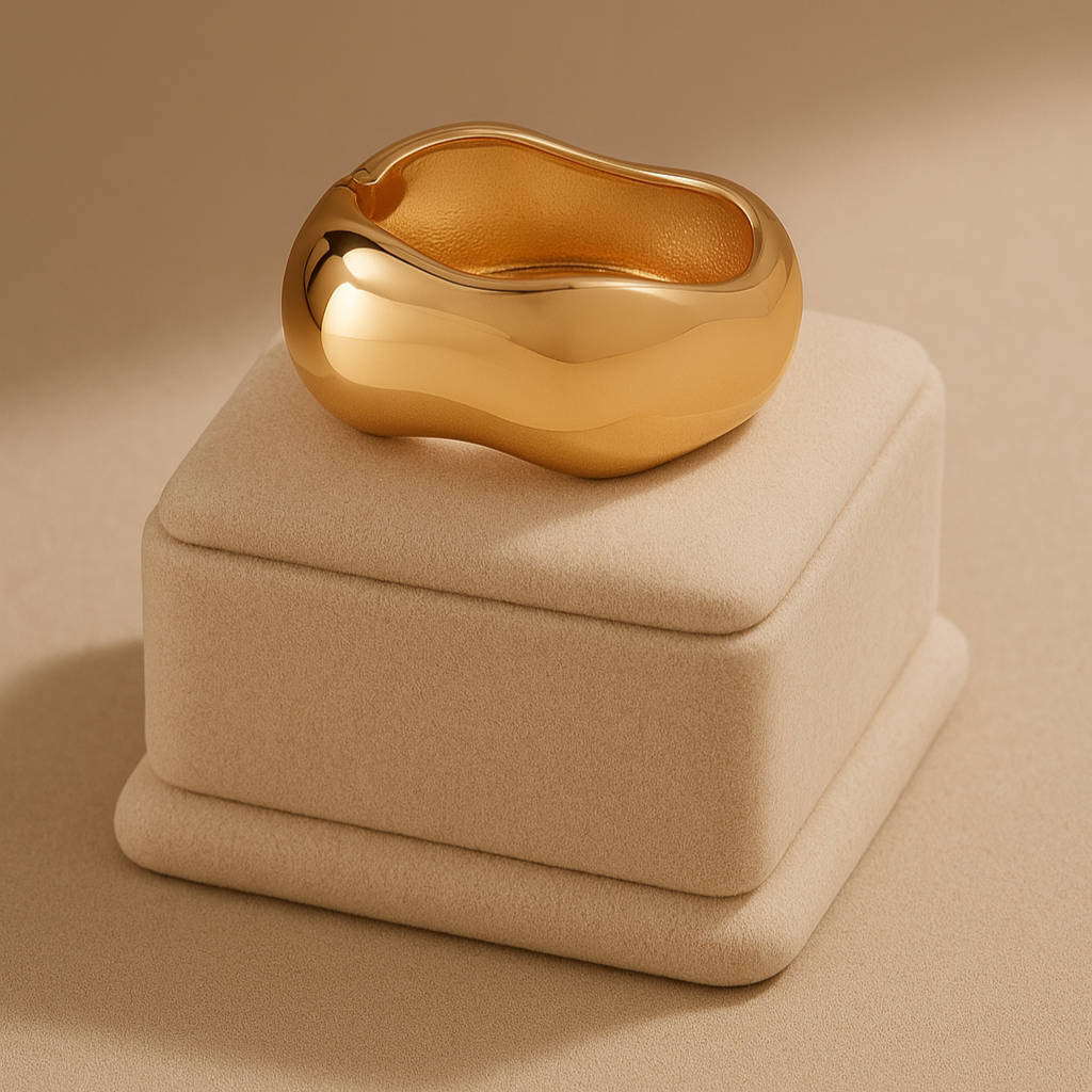 Modern Fluid Gold Bangle - Statement Bracelet