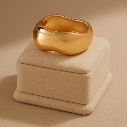 Modern Fluid Gold Bangle - Statement Bracelet
