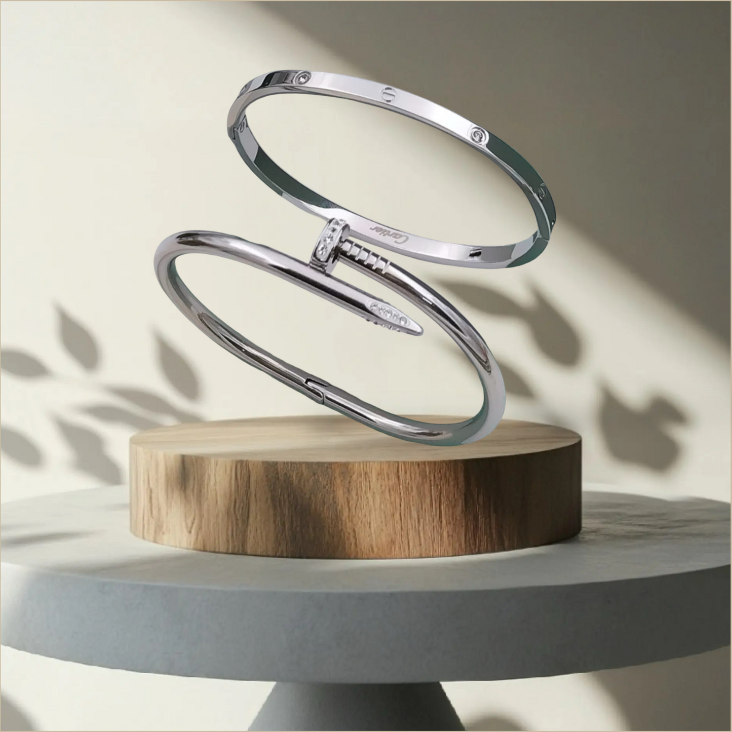 Silver Diamond Thin Cartier Nail Orvin Bracelet (Combo)