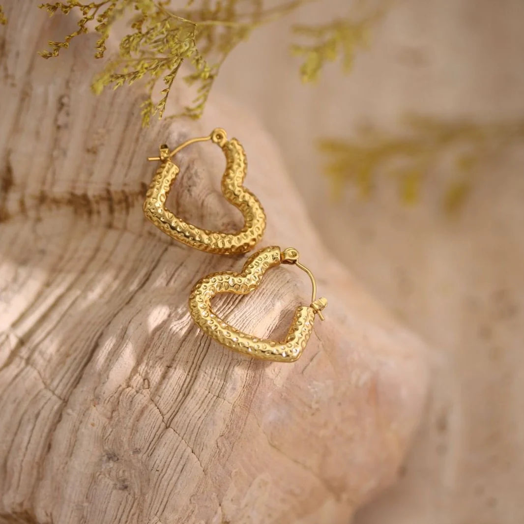Vintage Heart Open Hoop Earings