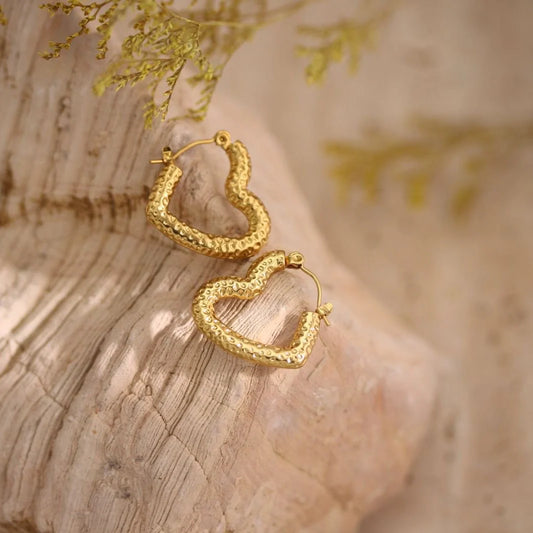 Vintage Heart Open Hoop Earings