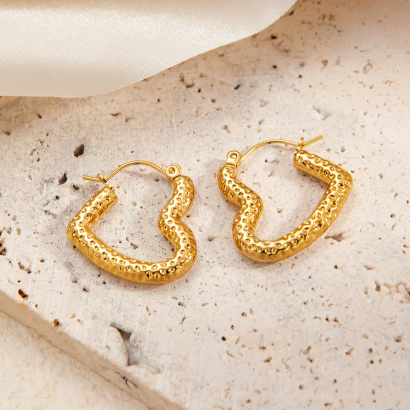 Vintage Heart Open Hoop Earings