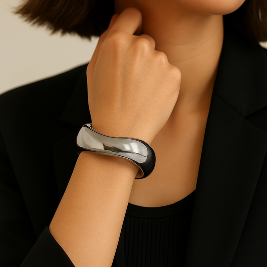 Modern Fluid Demi - Fine Bangle – Silver Statement Bracelet