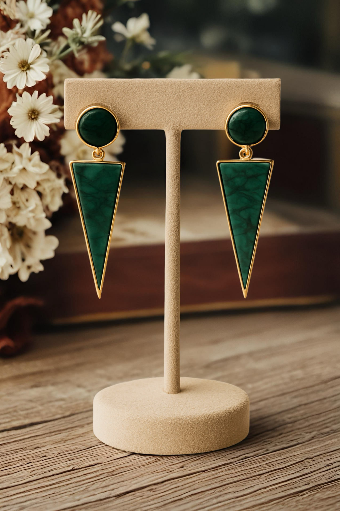 Green Lush Marble Earrings - Textured Statement Jewelry