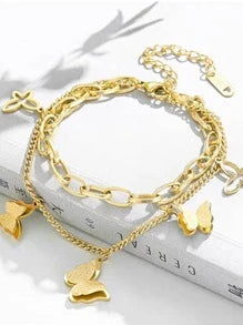 Butterfly Gold Flutter Charm Bracelet