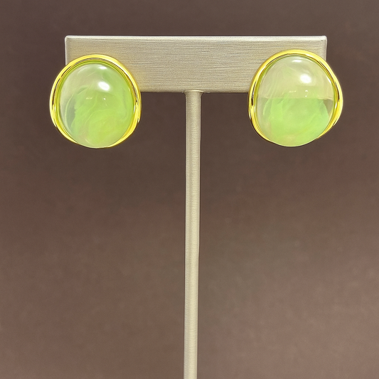 Green Pearl Stud Earrings