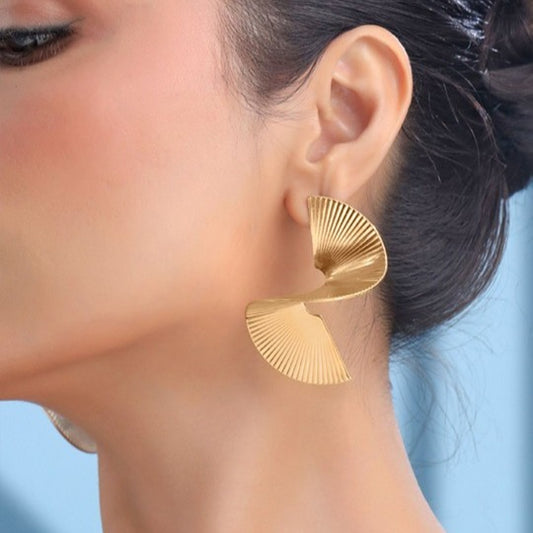 Yellow Chimes Gold Contemporary Drop Earrings