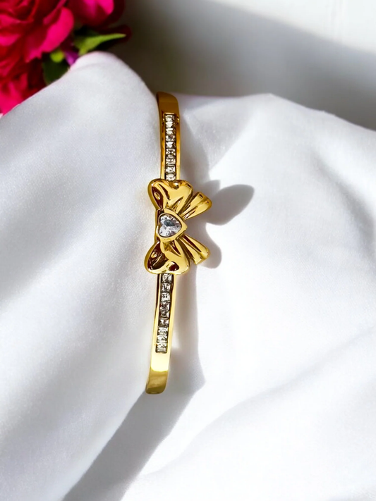 Elegant Gold Bow Band Cuff Bracelet