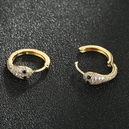 Snake Hoop Gold Zirconia Earrings