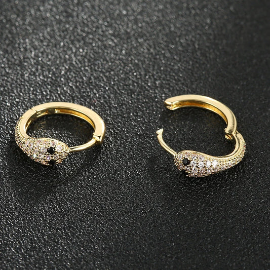 Snake Hoop Gold Zirconia Earrings