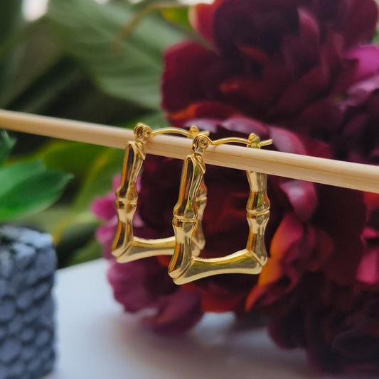 Gold Rectangular Hoop Earing