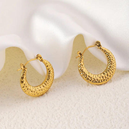 Dazzle Gold Textured Moon Hoop Earrings