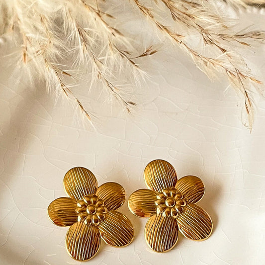 Gold Floral Stud Earrings
