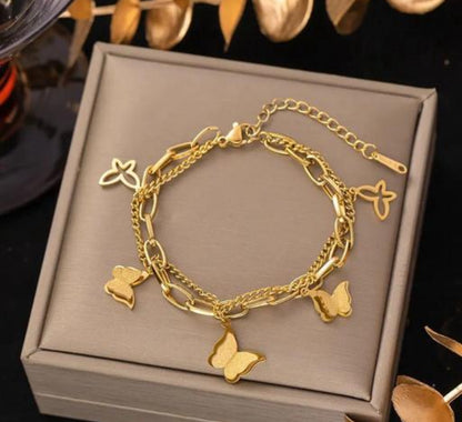 Butterfly Gold Flutter Charm Bracelet