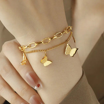 Butterfly Gold Flutter Charm Bracelet