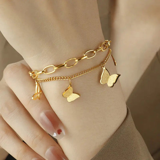 Butterfly Gold Flutter Charm Bracelet