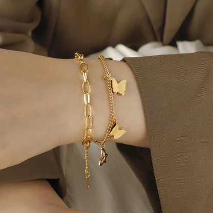 Butterfly Gold Flutter Charm Bracelet