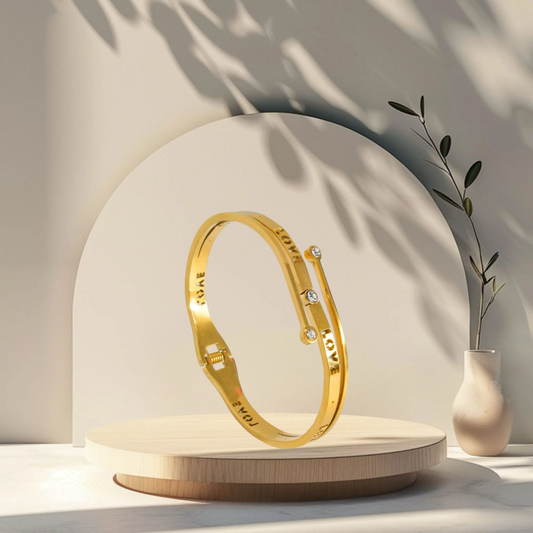 Love Engraved Dual Gold Bracelet