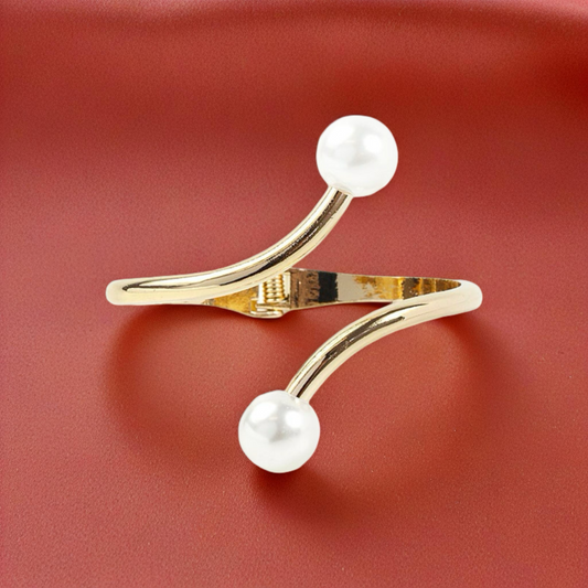 Gold Statement Pearl Cuff Bangle