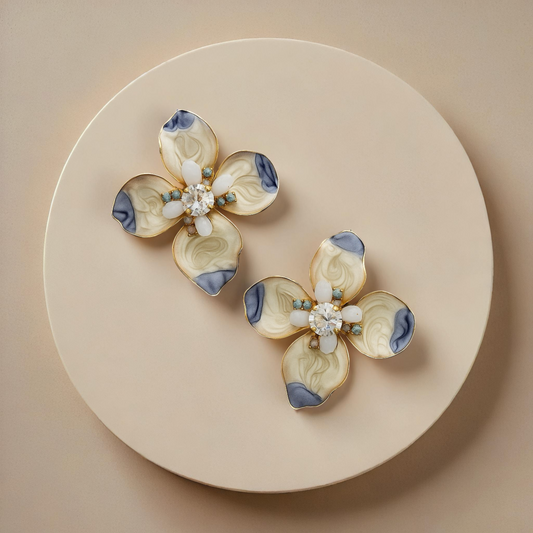 Blue Mist Resin Flower Earrings