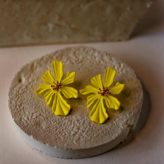 Yellow Floral Minimal Stud Earrings
