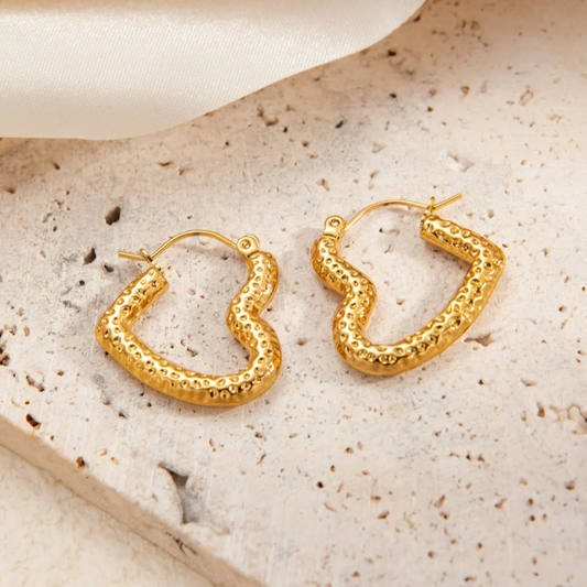 Vintage Heart Open Hoop Earings