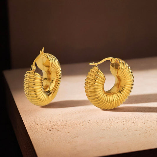 Radiant Gold Textured Hoop Earrings