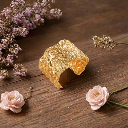 Boho Hammered Chunky Cuff Gold Bracelet