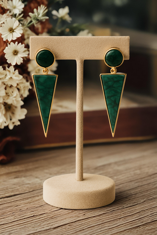 Green Lush Marble Earrings - Textured Statement Jewelry