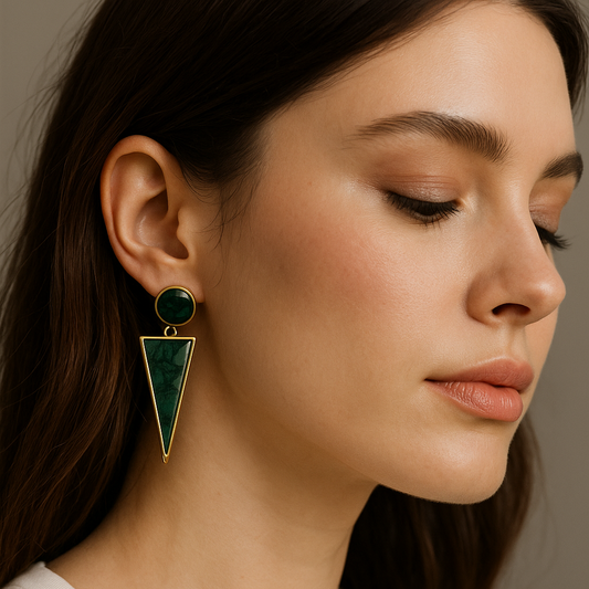 Green Lush Marble Earrings - Textured Statement Jewelry