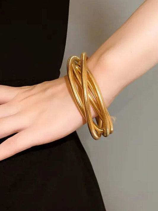Gold Wraparound Coil Stretch Elastic Bracelet